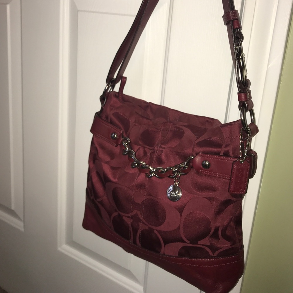 Ruby/wine Red Coach duffle bag